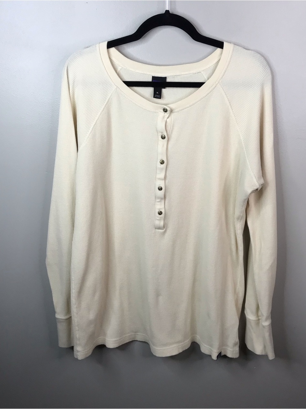 Patagonia Cream Henley Waffle Long Sleeve Top Sz XL
